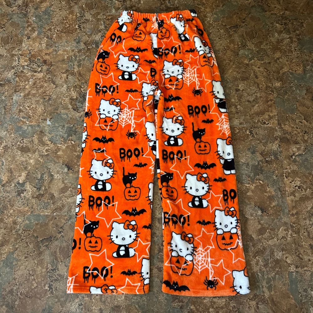 Hello Kitty Halloween Pajama Pants Womens Size XS-Small Orange Pajamas Pants Pjs
